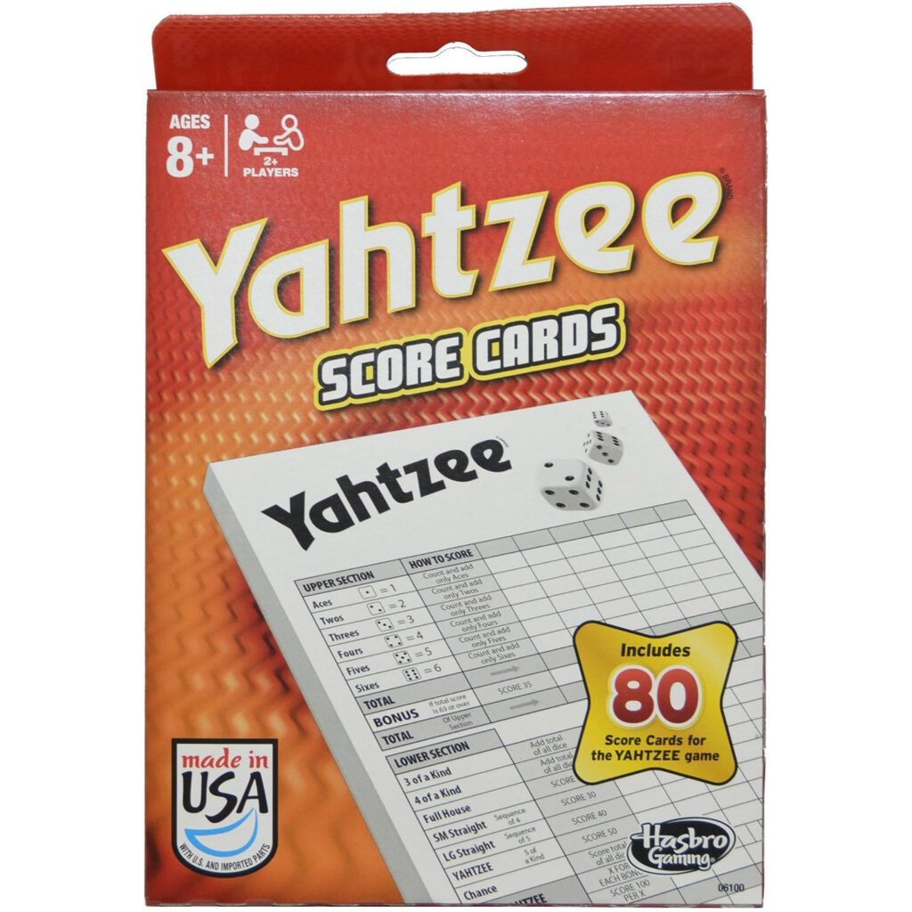 80 Tarjetas de puntuación - Hasbro Yahtzee