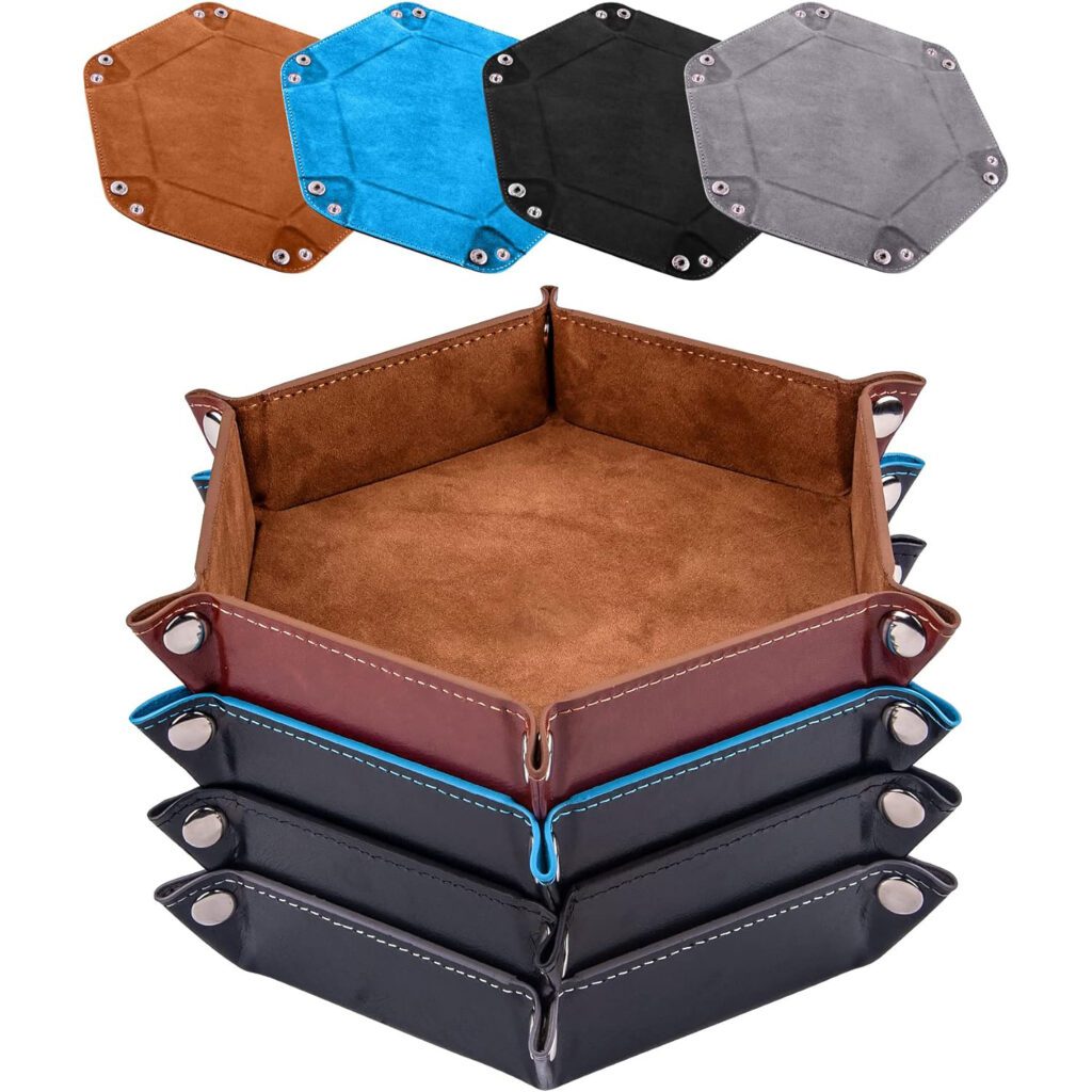 Bandeja hexagonal de cuero para juegos de mesa - 4 unidades