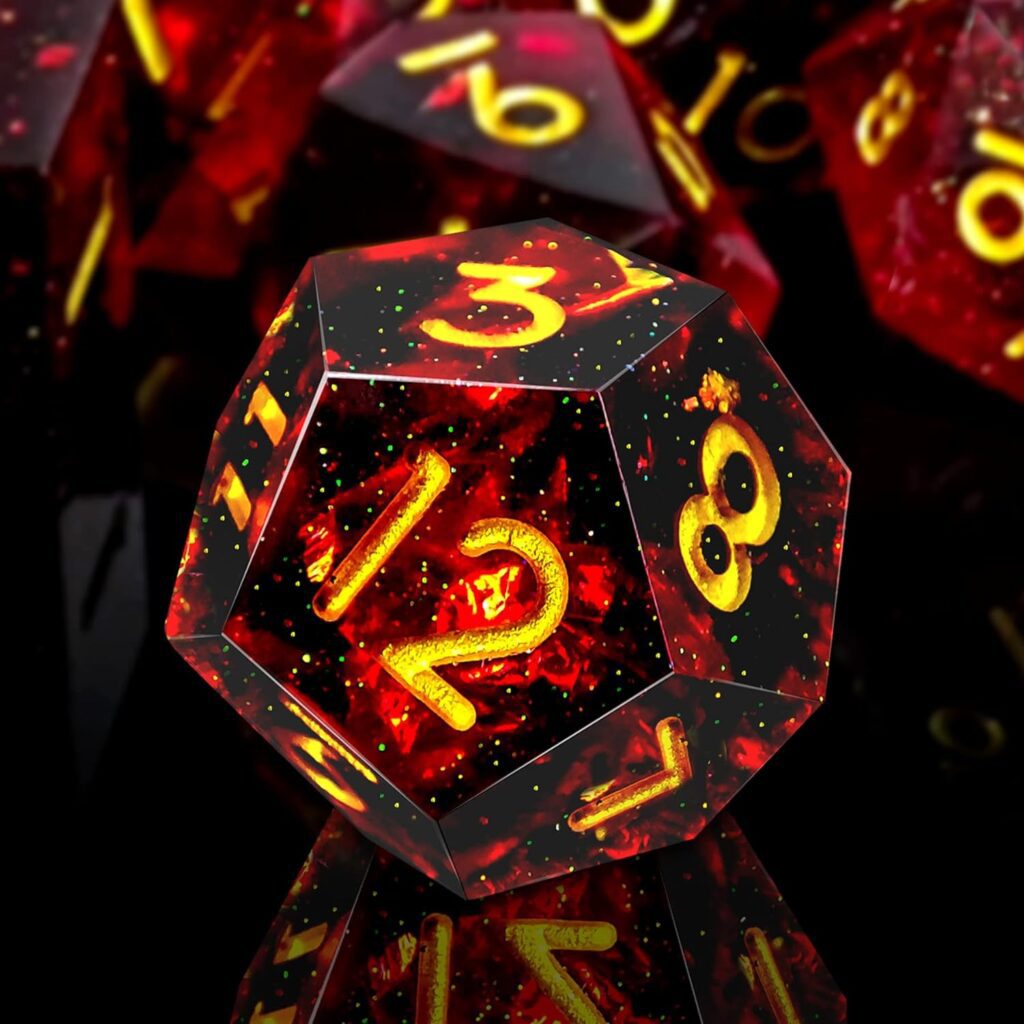 Poliedro D20 caras semitransparente con borde afilado - set de 7 piezas