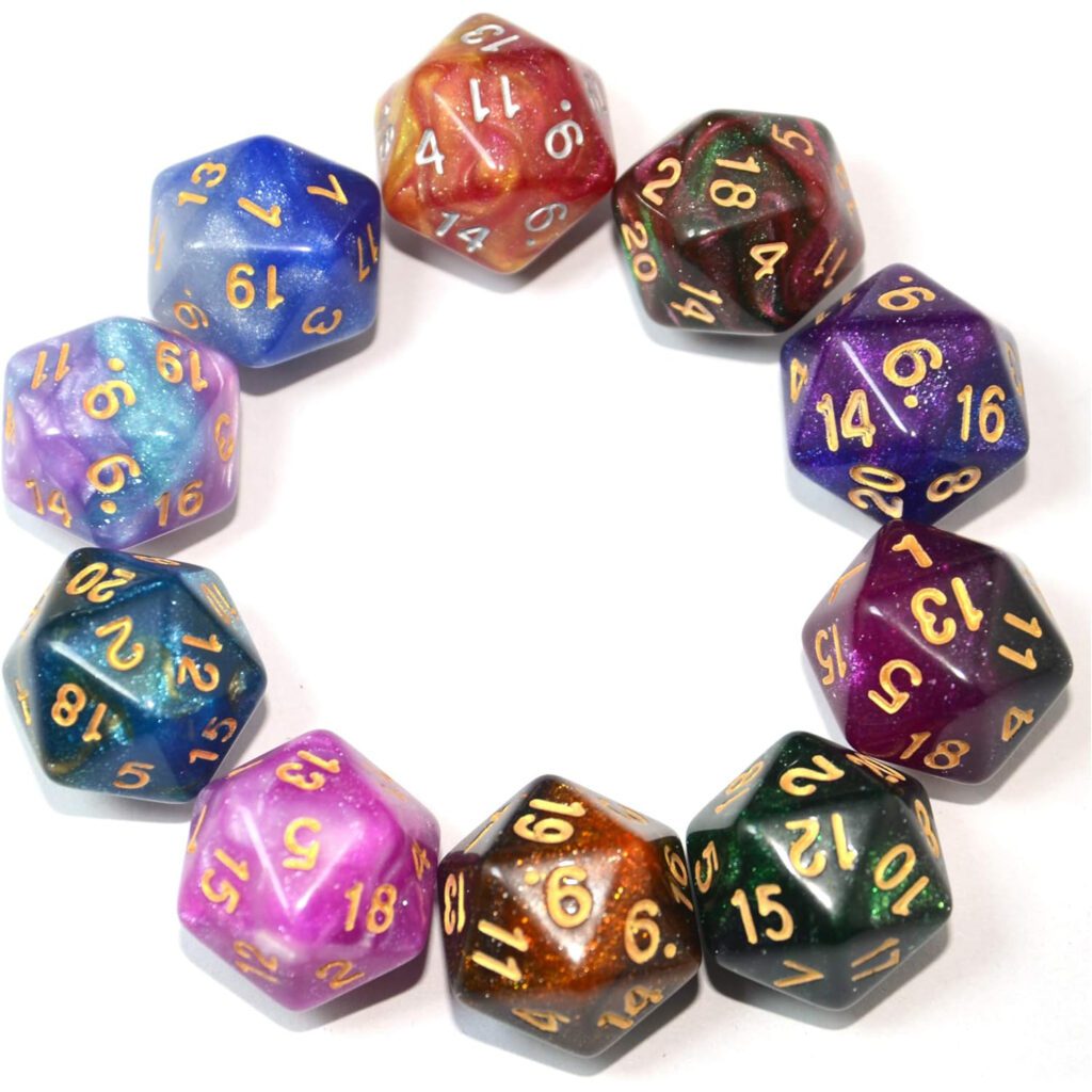 Set de 10 Dados D20 - multicolor mármol