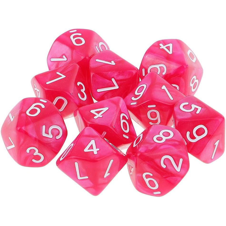Set de 10 dados acrílicos D10 - color rosa