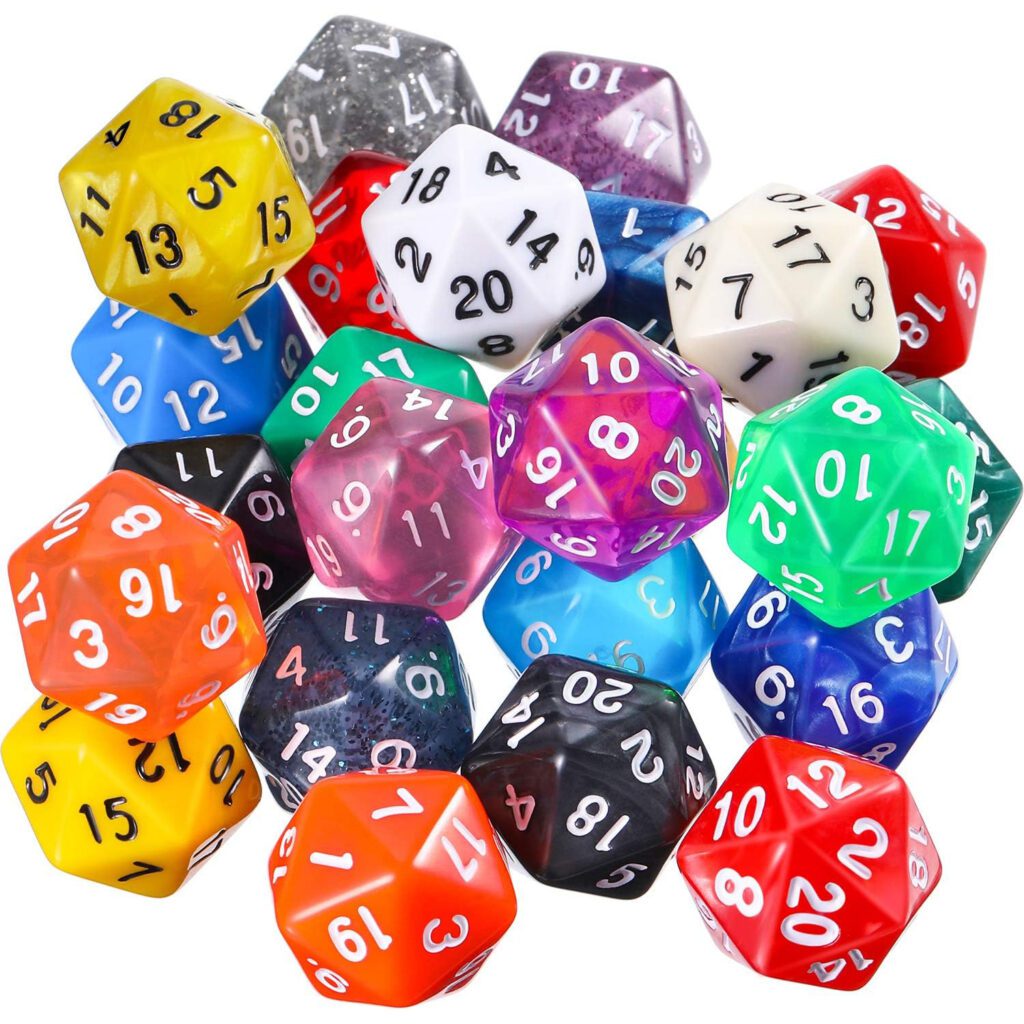 Set de 25 Dados D20 - multicolor