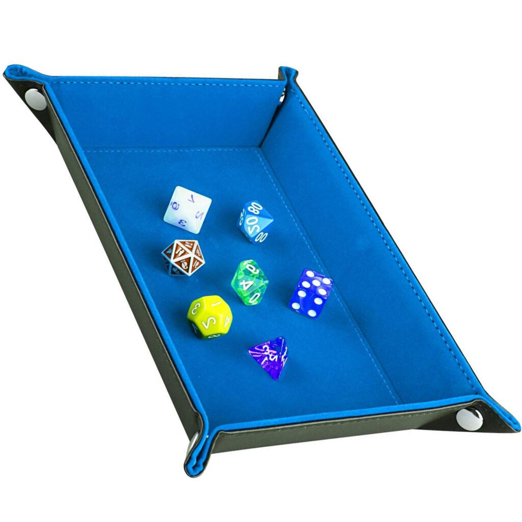 Tablero para dados rectangular forrado tapete azul