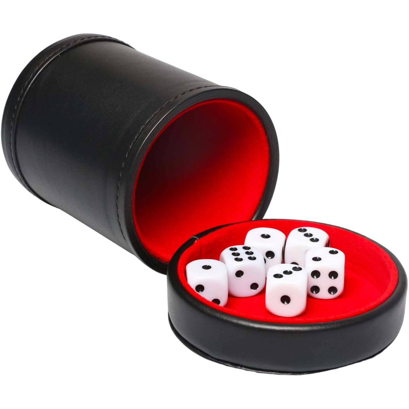 Taza de Dados de Cuero forrado con Tapa Incluye 6 Dados